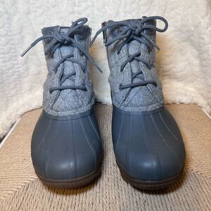 Sperry Women’s Waterproof Duck Boots Gray Quilted Wool Ankle Boots Size 7